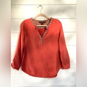Anthropologie cotton orange top. Size small.